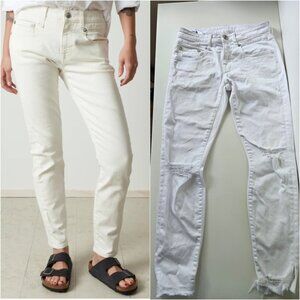 R13 Mid Rise Boy Skinny Jeans -  White SZ 26 Designer Luxury Denim Italy